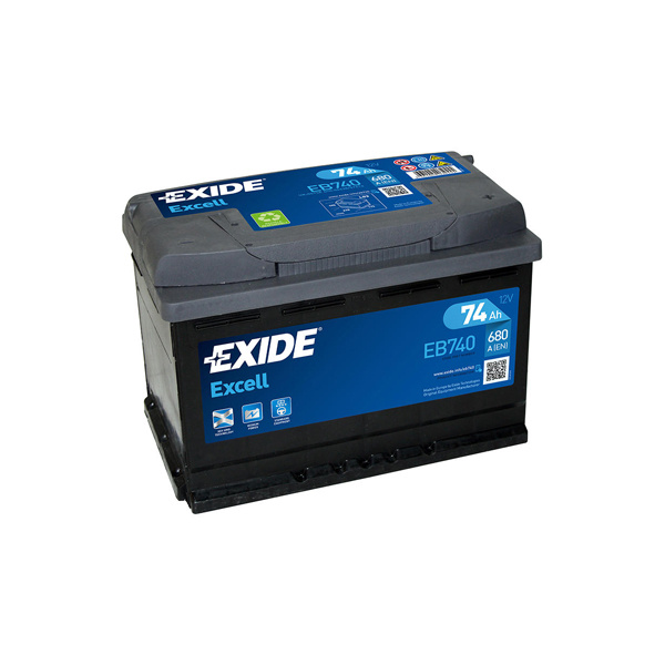 Batería Exide Excell EB740. 74 Ah - 680A(EN) 12V. 278x175x190mm - Blue  Batteries